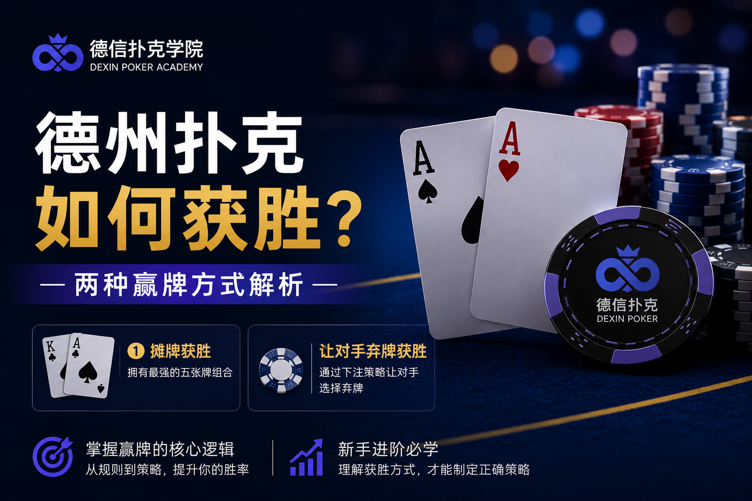德州扑克如何获胜？两种赢牌方式解析，系统讲解摊牌获胜与让对手弃牌获胜的基本原理与实战应用